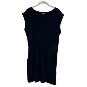Garnet Hill Women’s Black Dolman Cap Sleeve 100% Cotton Dress Size M